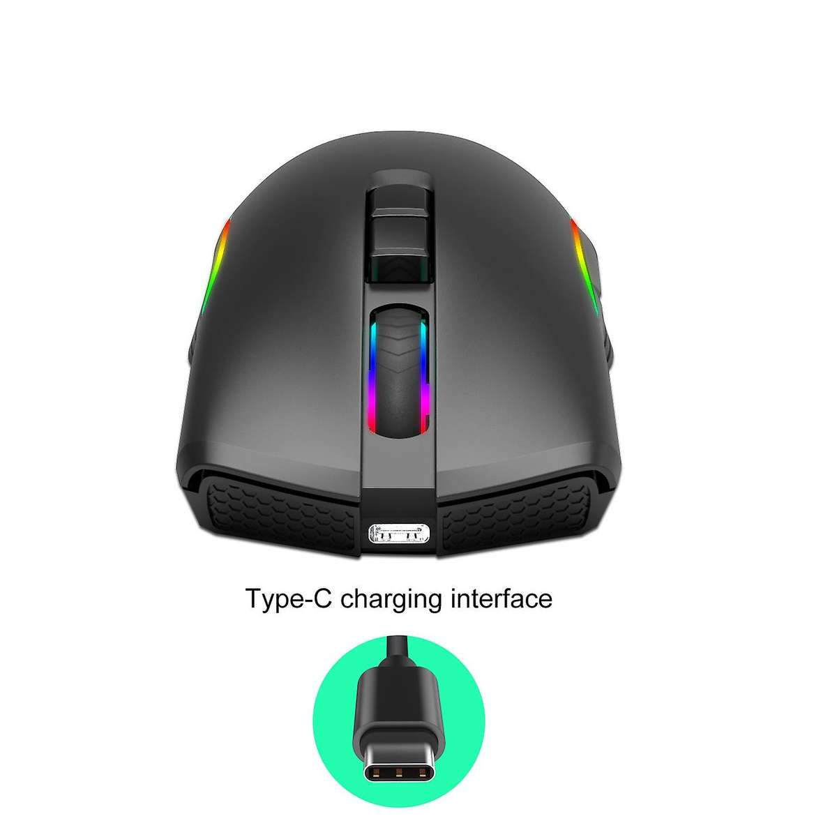 Zerodate 2.4ghz Wireless Mouse Type C Rechargeable Gaming Computer