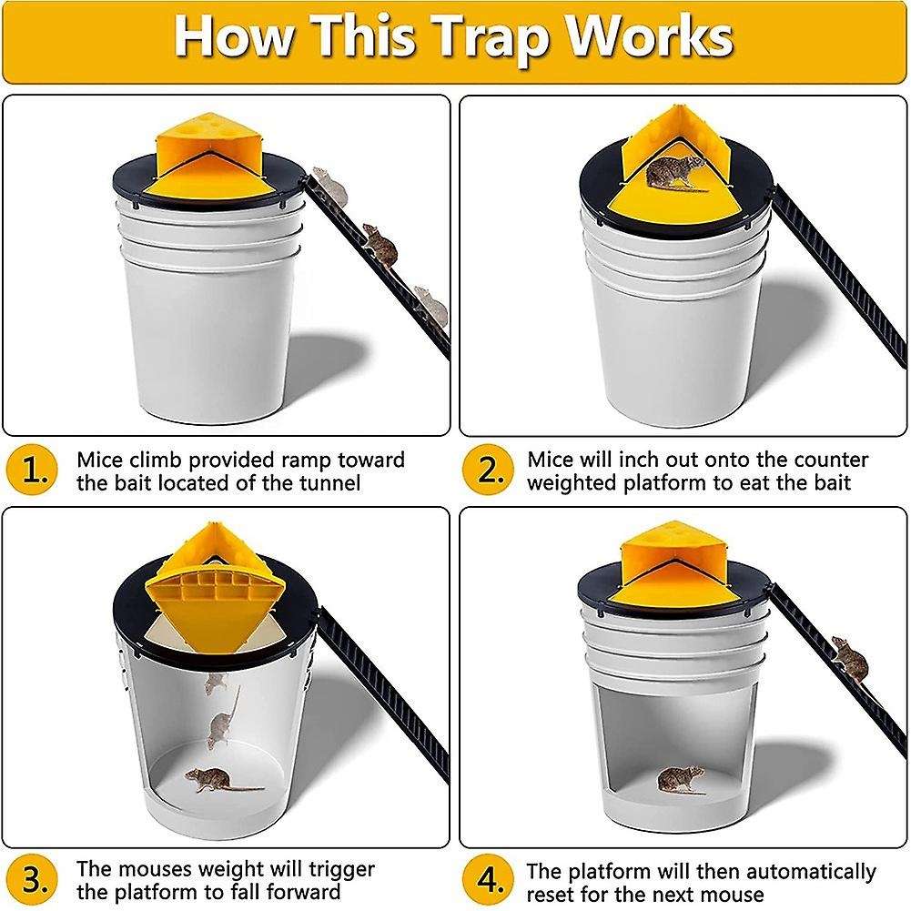 Mousetrap Reusable Flip and Slide Bucket Lid Mice Rat Trap Killer, C