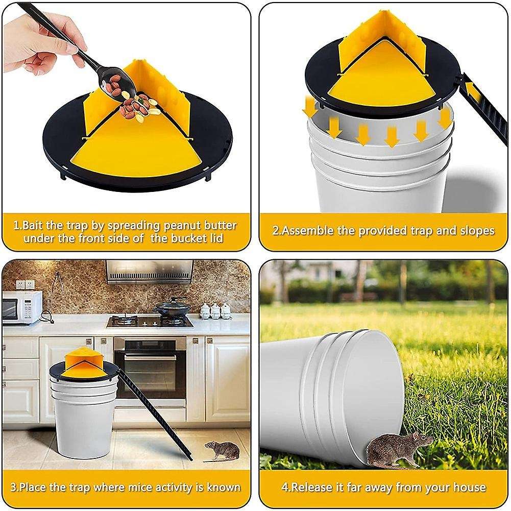 Mousetrap Reusable Flip and Slide Bucket Lid Mice Rat Trap Killer, C