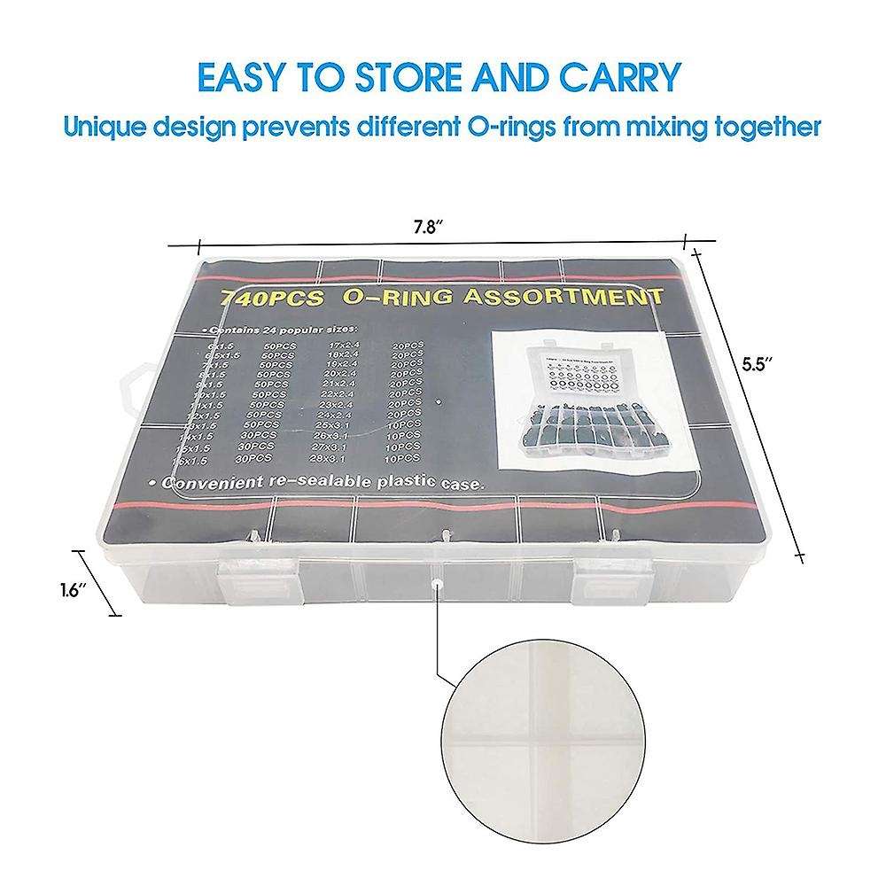 740pcs Rubber O Ring Assortment Kits for Automotive Repair, Faucet