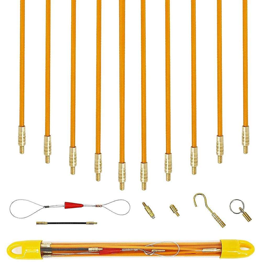 12.59ft Fiberglass Running Wire Puller Grip Fish Tape Push Pull Rod