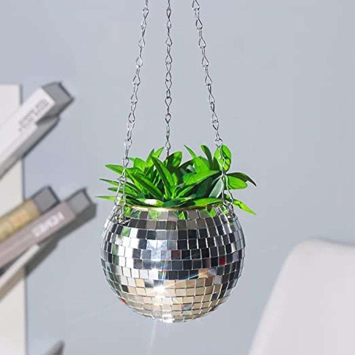 Mirror Garden Pots Planters Disco Ball Outdoor Flower Pots B
