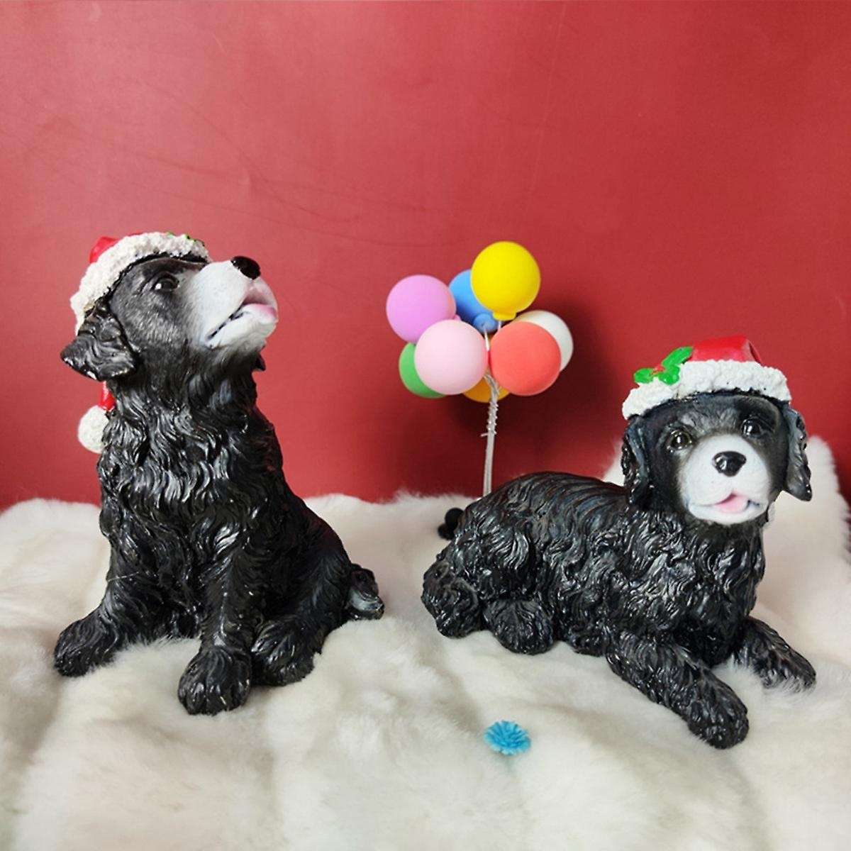 Resin Crafts with Christmas Ball Hat Dog Ornaments B
