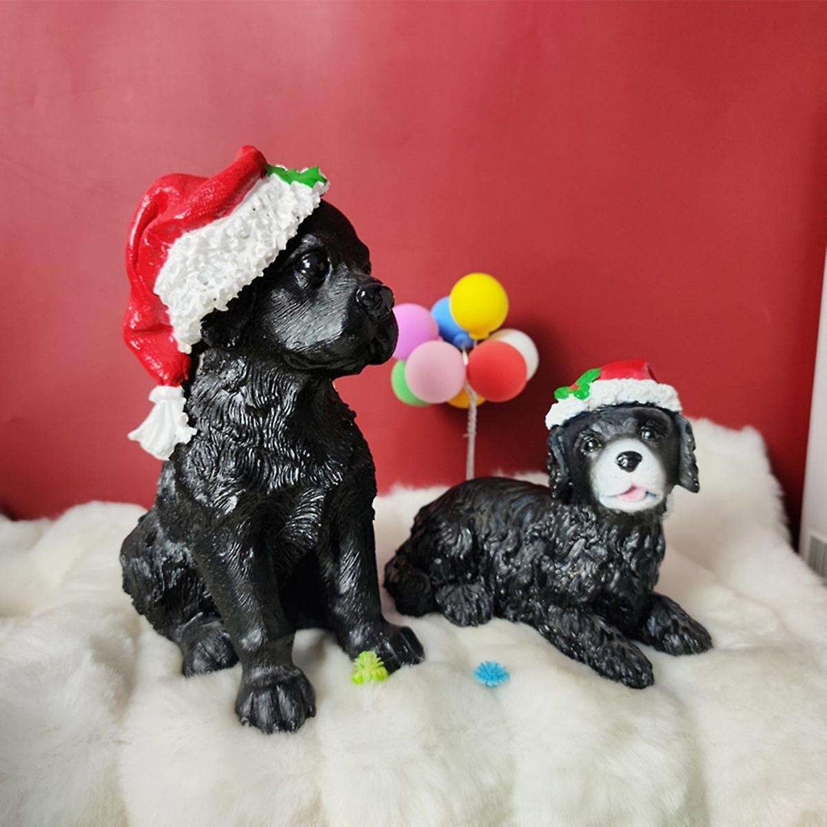 Resin Crafts with Christmas Ball Hat Dog Ornaments B