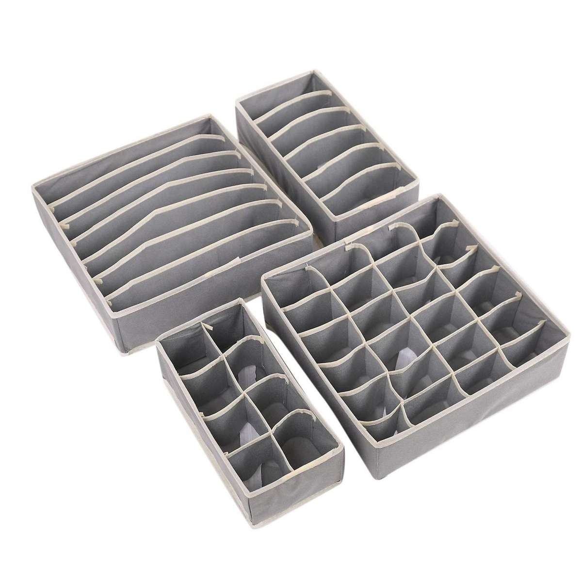 Drawer Underwear Organizer Divider 4 Pieces Fabric Foldable(gray)