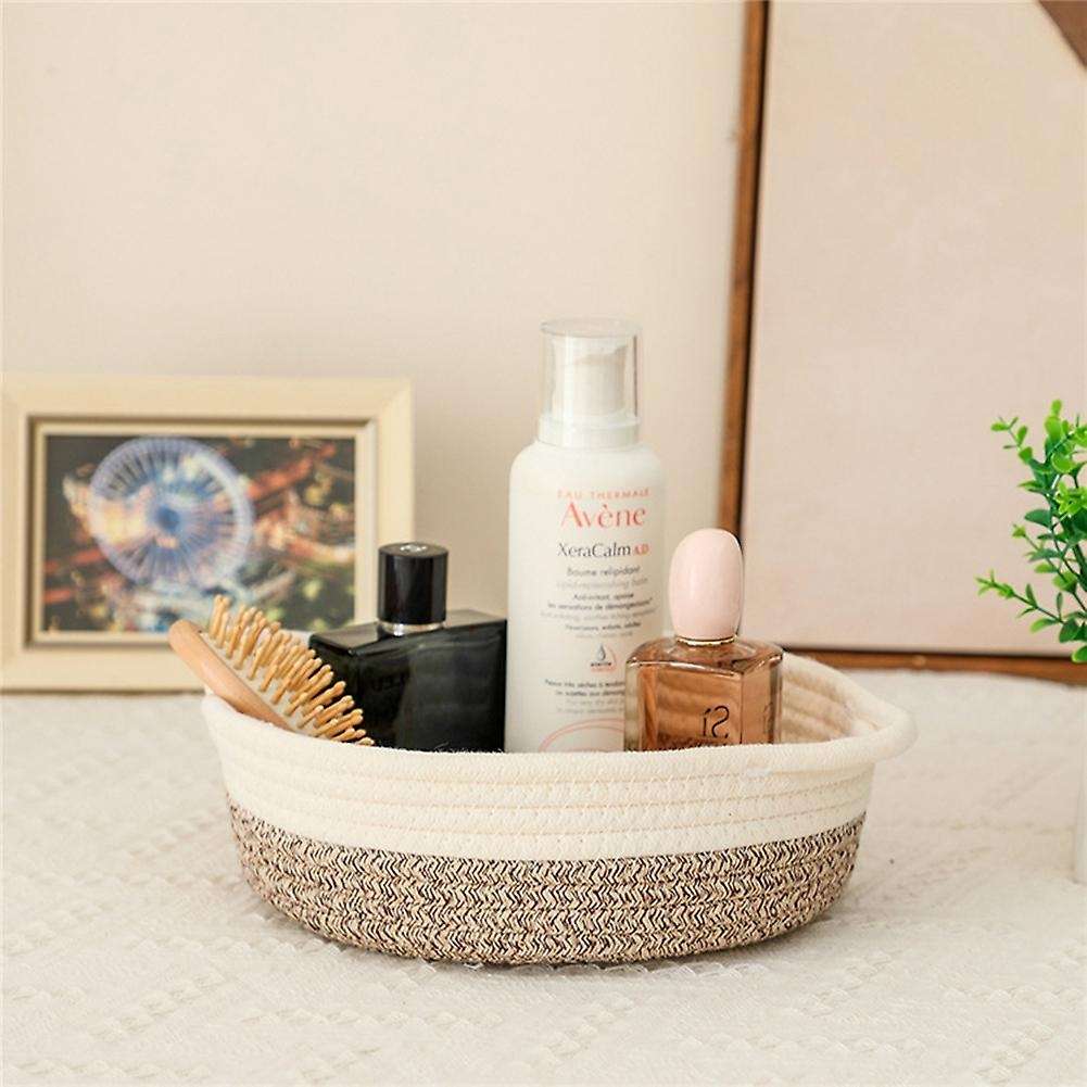 2-pack Cotton Rope Baskets, Fabric Tray, for Fruits, Jewelry, Keys,4