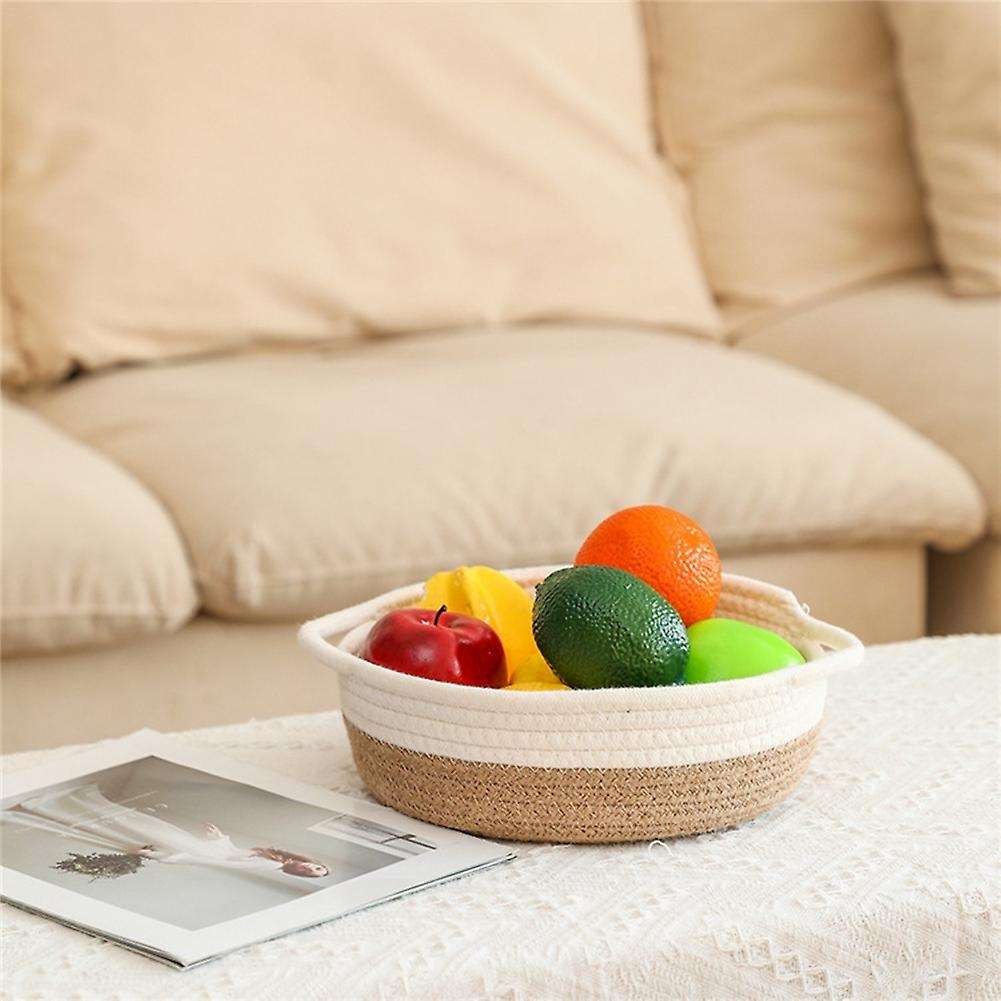 2-pack Cotton Rope Baskets, Fabric Tray, for Fruits, Jewelry, Keys,4