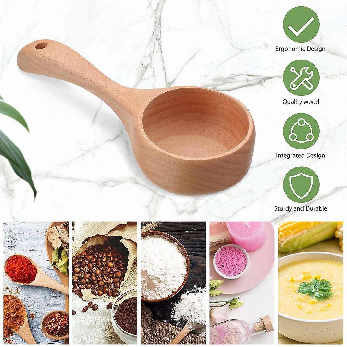 7 Pieces Bath Salt Scoop Mini Salt Scoop Set,wooden Ladle Spoon