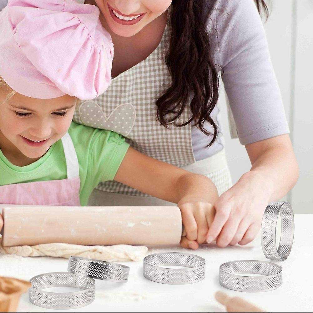 5 Pack Tart Ring Round Mold with 2 Pack Heart-shaped for Baking Ring
