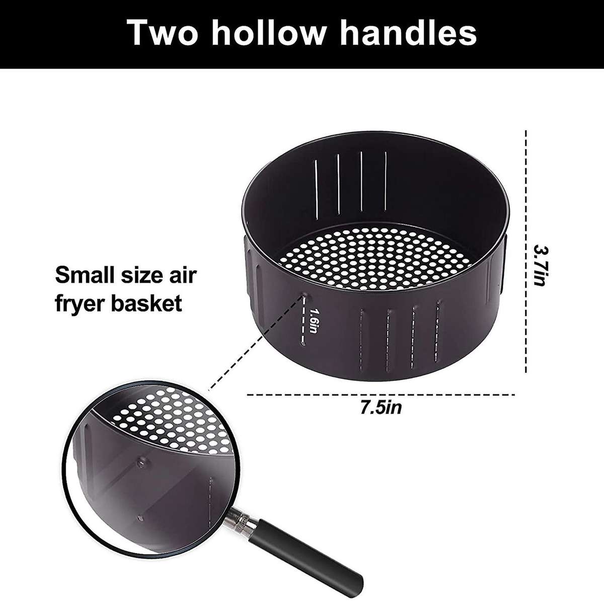 Air Fryer Basket Replacement Dishwasher Safe Accessories Black, 2.6qt