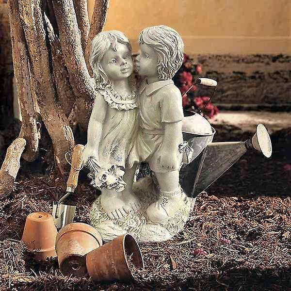 Boy and Girl Status Resin Ornament Outdoor Garden Yard Decoration