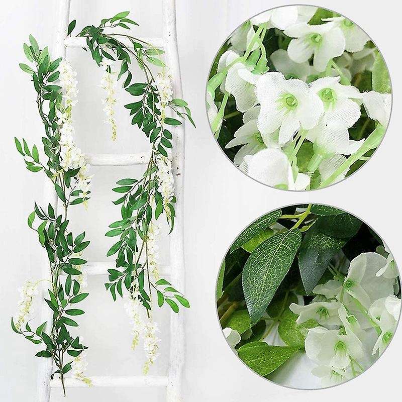 4 Pcs Flower Garland Wisteria Artificial Flowers Plants (rose Red)