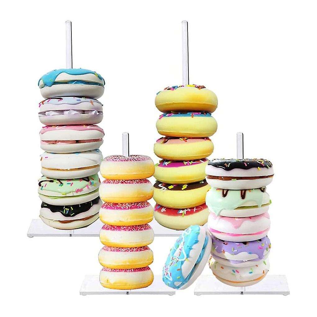 4 Pcs Acrylic Donut Stands Clear Bagel Holder for Party Dessert Table