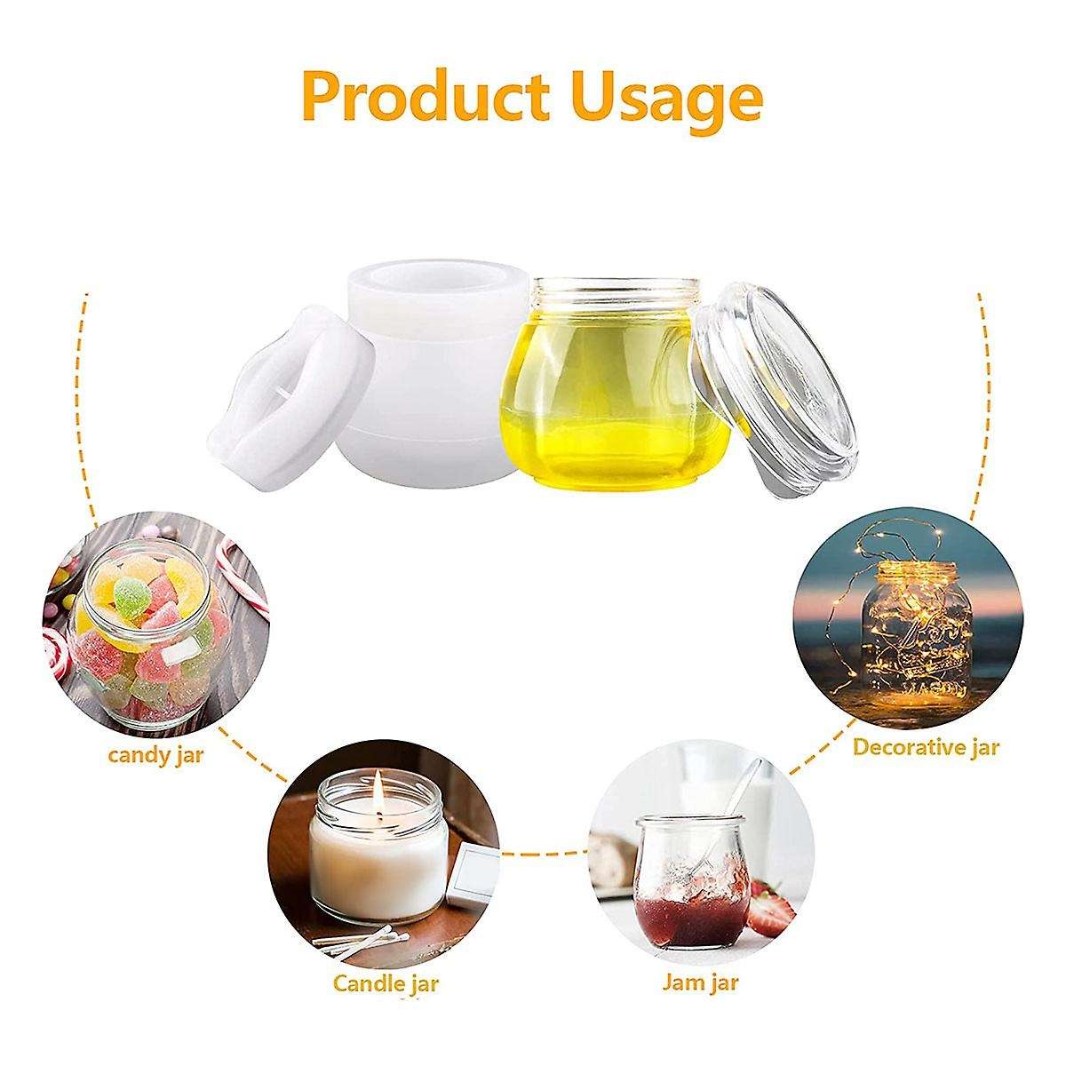 Jar Silicone Mold, Resin Jar Mold with Lid, for Diy Storage Bottle