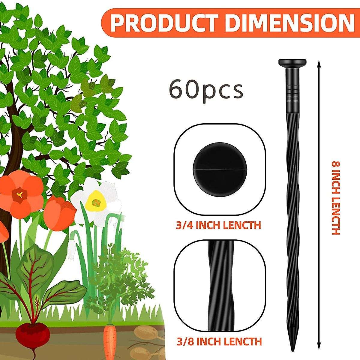 60 Count Landscape Edging Anchoring Stakes 8-inch for Paver Edging