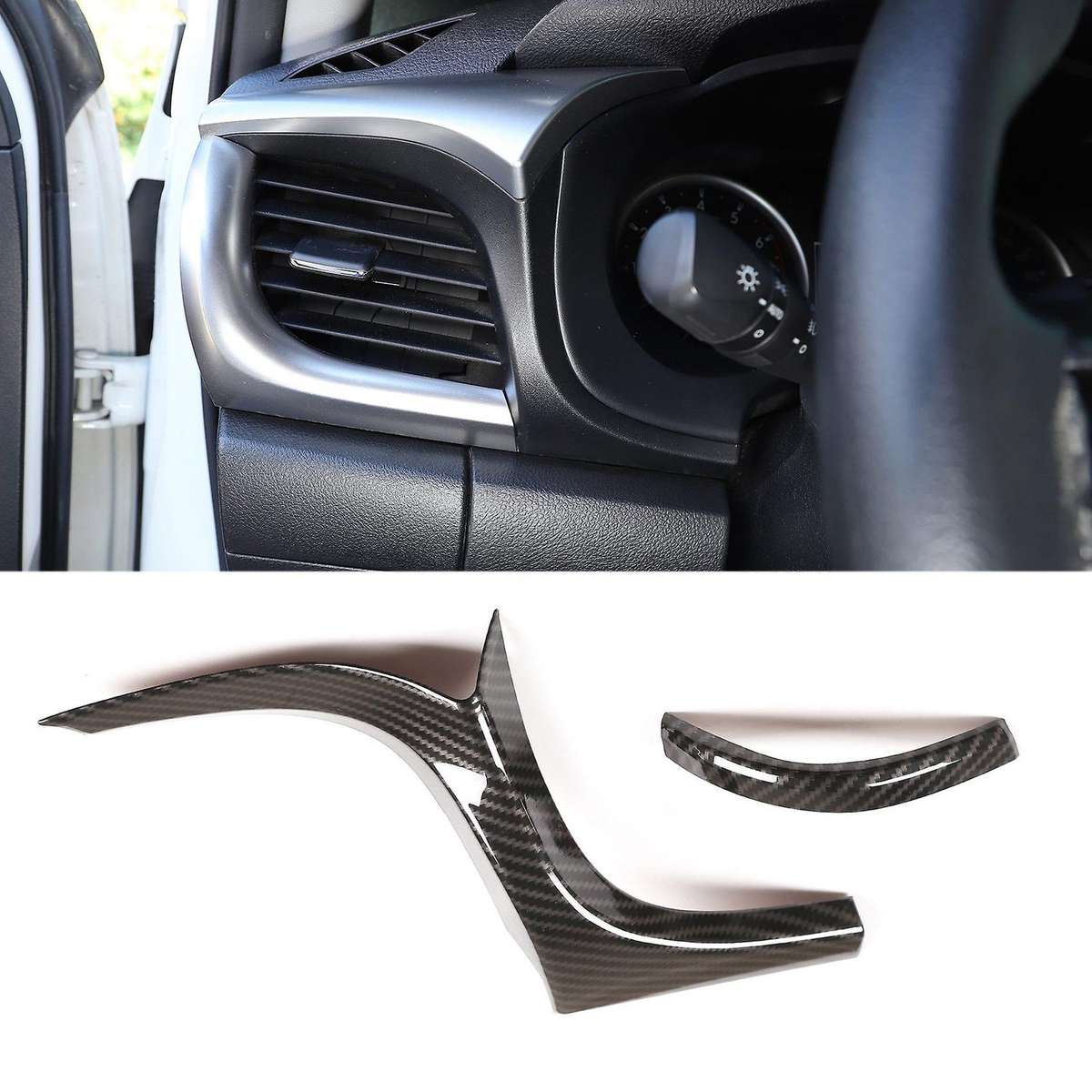 For Toyota Hilux 15-21 Side Air Conditioner Vent Trim Carbon Fiber