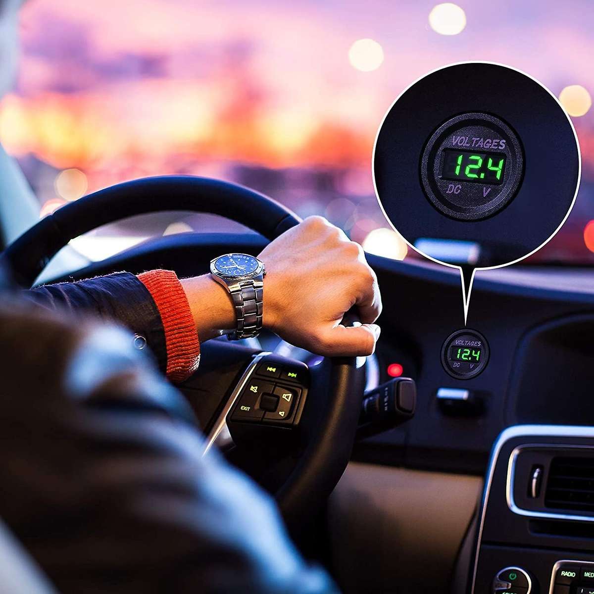 4xdc 12v Car Voltage Display Led Display Voltmeter Monitor -green