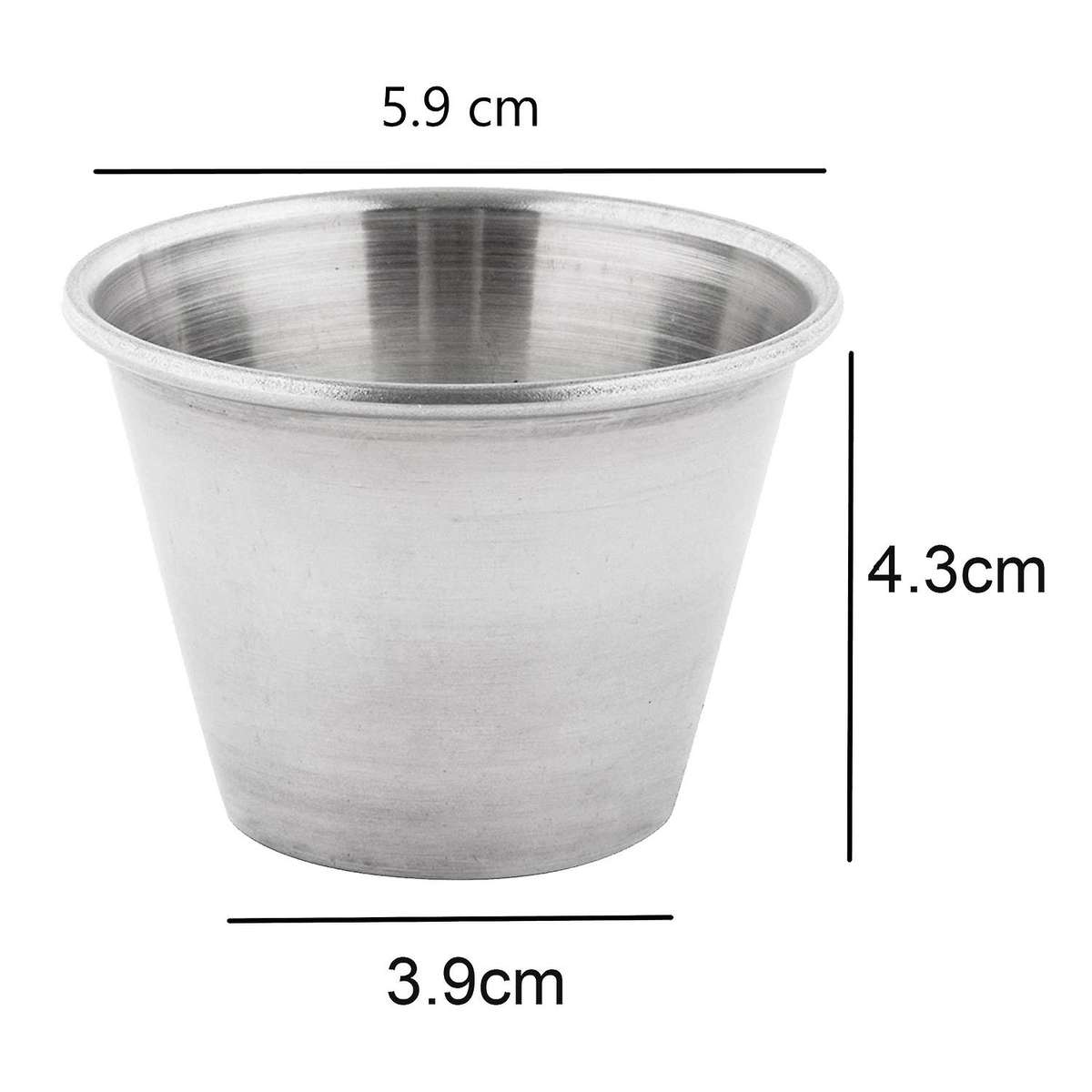 Pack Of 12 -brushed Stainless Steel Condiment Sauce Cups - 2.5oz 70ml