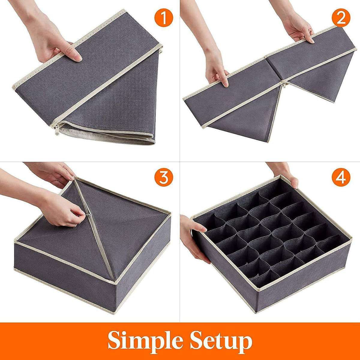 Drawer Underwear Organizer Divider 4 Pieces Fabric Foldable (beige)