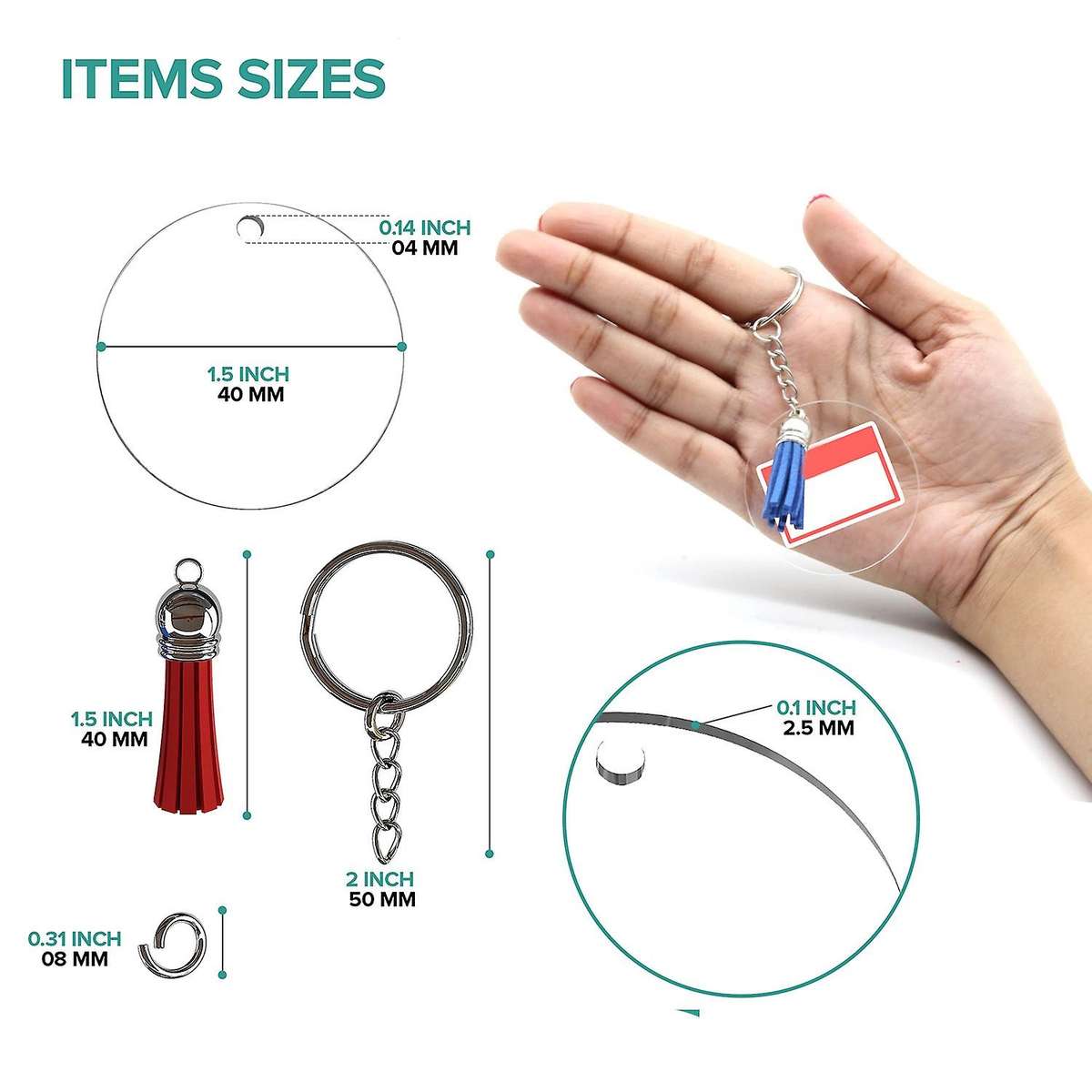 200pcs Acrylic Keychain Blanks for Diy Keychain Craft Project