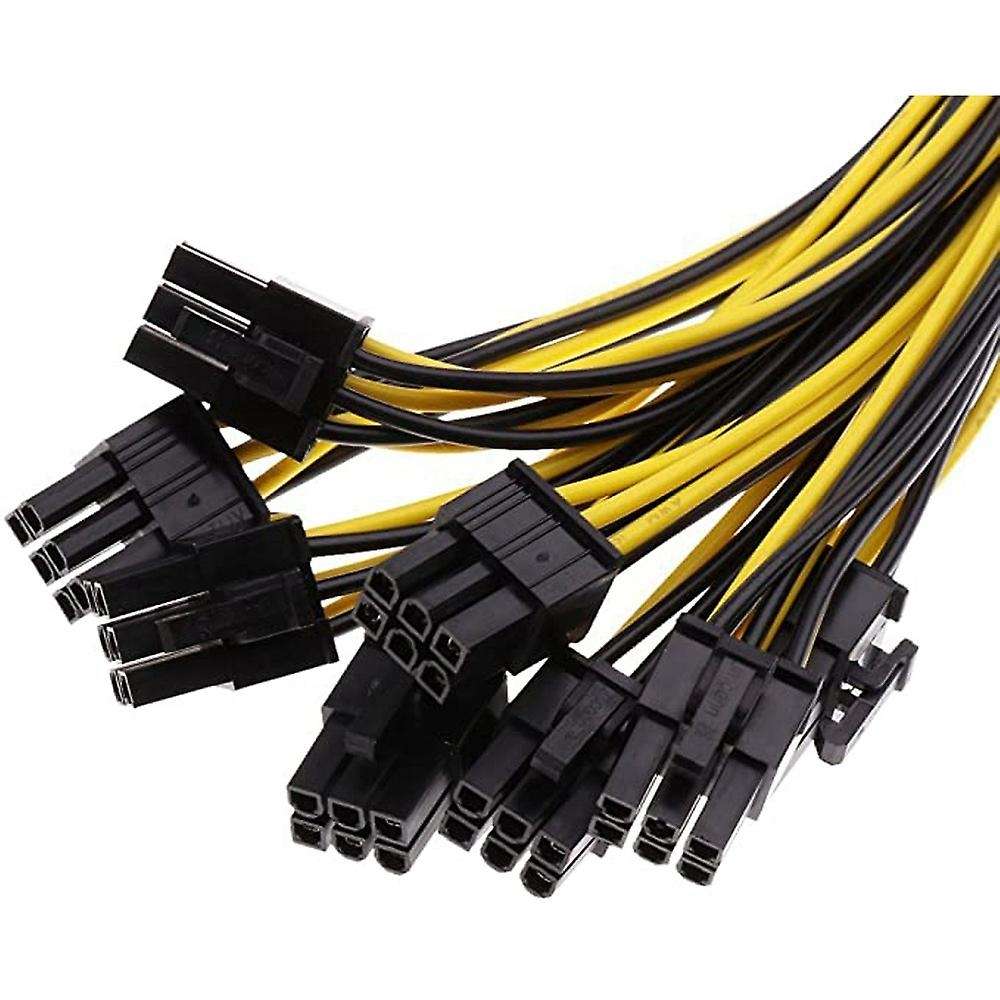 6pcs Pcie 6pin to 8pin(6+2) Male to Male Pci-e Power Cable for Mining