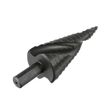 3Pcs HSS Spiral Flute Step Drill Bit Triangle Shank With Automatic Center Pin Punch For Hole Drill