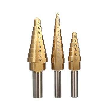 3pcs HSS Titanium Coated Step Drill Bit 1/8 to 3/4 Inch Hole Cutter