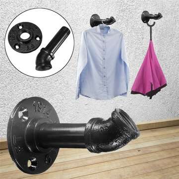 4 Inch Industrial Retro Iron Pipe Wall Hook Towel Rack Hangers Shelf Coat with Screws