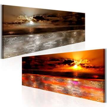 40*120/45*135cm Canvas Unframed Wall Painting Sea Sunset Hanging ... (SIZE: 40*120CM | COLOR: BROWN)