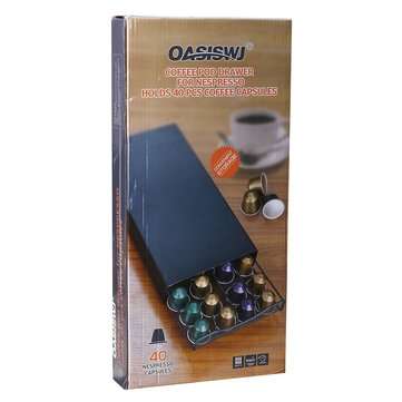 40PCS Coffee Capsules Storage Holder Drawer Iron Coffee Capsules Space Saving Organizer For Nespress