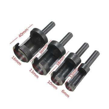 4pcs 6mm/10mm/13mm/16mm Wood Working Tenon Plug Cutters Wood Plug Hole Cutter Drill