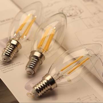 4PCS AC220V E14 4W Dimmable COB LED Candle Light Bulb + Smart WiFi Dimmer Light Switch Work With Ama