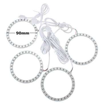 4PCS RGB 90MM Multi-Color 5050 Flash LED SMD 12V Angel Eyes and Remote Control