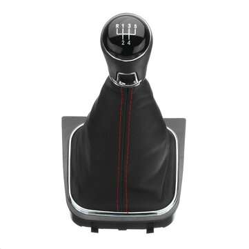 5 Speed Front Gear Shift Knob Lever + Gaiter Boot Cover Leather For VW Golf 5 6