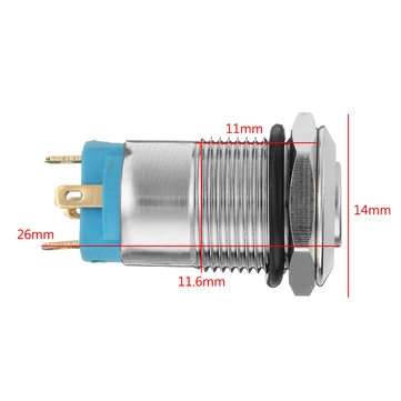 5pcs 12mm LED Metal Push Button Latching Switch Silver 4 Pin Waterproof Push Button Switch