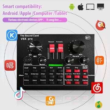 LEORY V8X Pro Karaoke KTV Professional Recording Live Bluetooth Sound Card
