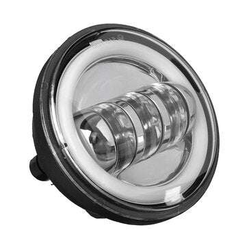 Motorcycle 7" LED Projector Headlight + 4.5" Passing Auxiliary Light With Aperture White And Yellow