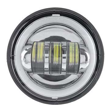 Motorcycle 7" LED Projector Headlight + 4.5" Passing Auxiliary Light With Aperture White And Yellow