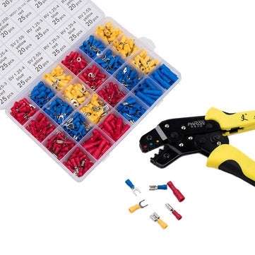 PARON JX-1601-01T AWG24-14 Crimper Plier Wire Crimper Tools Kit Ratchet Plier Hand Tools with 500Pcs