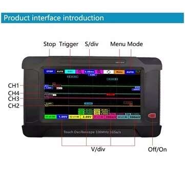 SMTO1004S 4Channel Touch Screen Oscilloscope + 2Channel Signal Generator 100M/1G Sampling Rate USB O