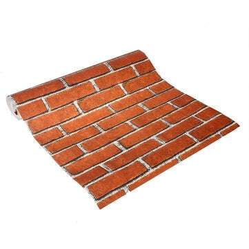 Waterproof 3D Effect Wallpaper Stack Stone Brick Wallpaper Textured Decoration (COLOR: RED)