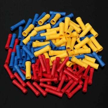 50Pcs Insulated Butt Wire Connector Crimp Terminal 10-22AWG 0.5-6.0mm PVC Kit