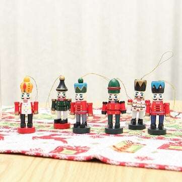 6pcs 6cm Color Nutcracker Christmas Pendant Wooden Nutcracker Doll Soldier Vintage Handcraft Puppet