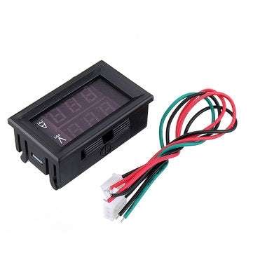 DC 0-300V 500A Voltage Current Panel Meter Digital Blue Red Dual LED Voltmeter Ammeter With 500A/75m