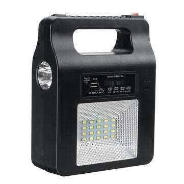 Solar Power Radio Panel Generator LED Light USB Charger System FM Outdoor Garden Decorative Night Li