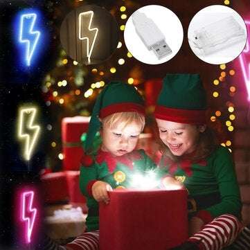 USB Bolt Neon Light Sign LED Lamp Shaped Night Light Art Wall Warm... (TYPE: [BATTERYTYPE]WARMLIGHT)