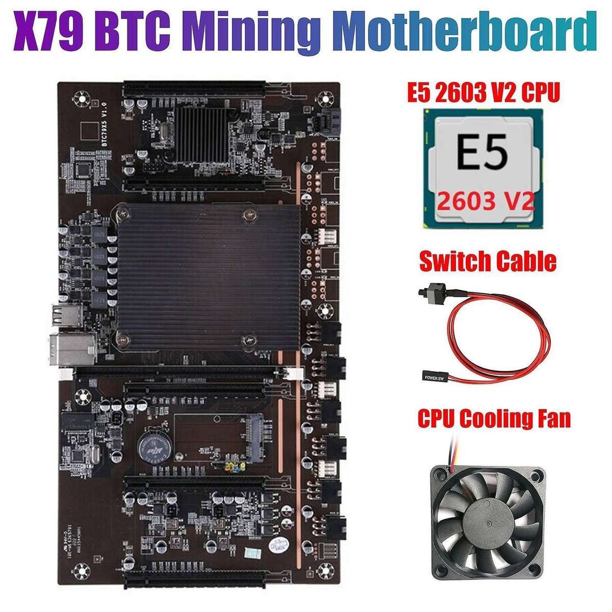 Btcx79 H61 Mining Motherboard with E5 2603 V2 Cpu+fan for Btc