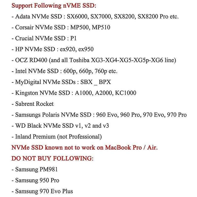 M.2 Nvme Macbook Ssd Convert Adapter for Upgraded Macbook Air Pro