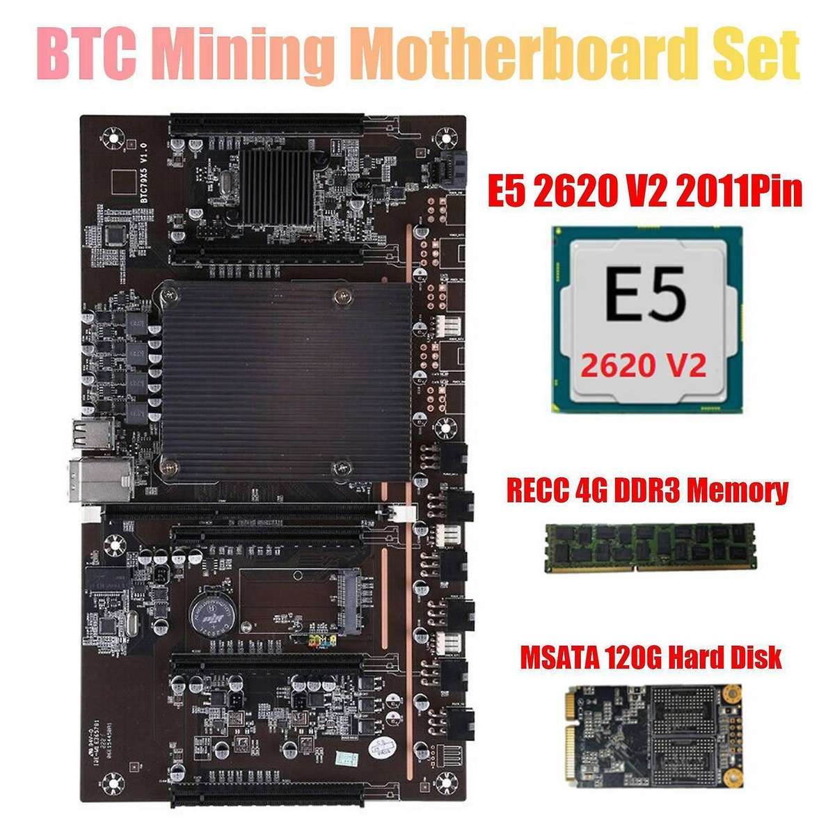 Btc Mining Motherboard X79 H61 with E5 2620 V2 Cpu Recc 4gb Ddr3