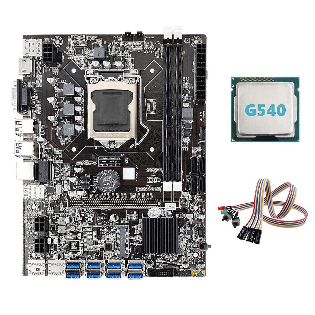 B75 Eth Mining Motherboard 8xpcie to Usb+g540 Cpu with Light Lga1155